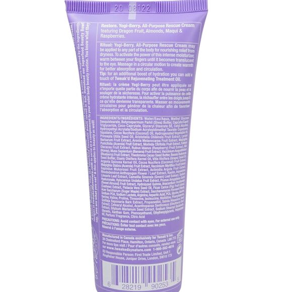 Tweak'd by Nature Restore Yogi Berry All Purpose Rescue Cream 85 g / 3 oz SEALED - Picture 2 of 4